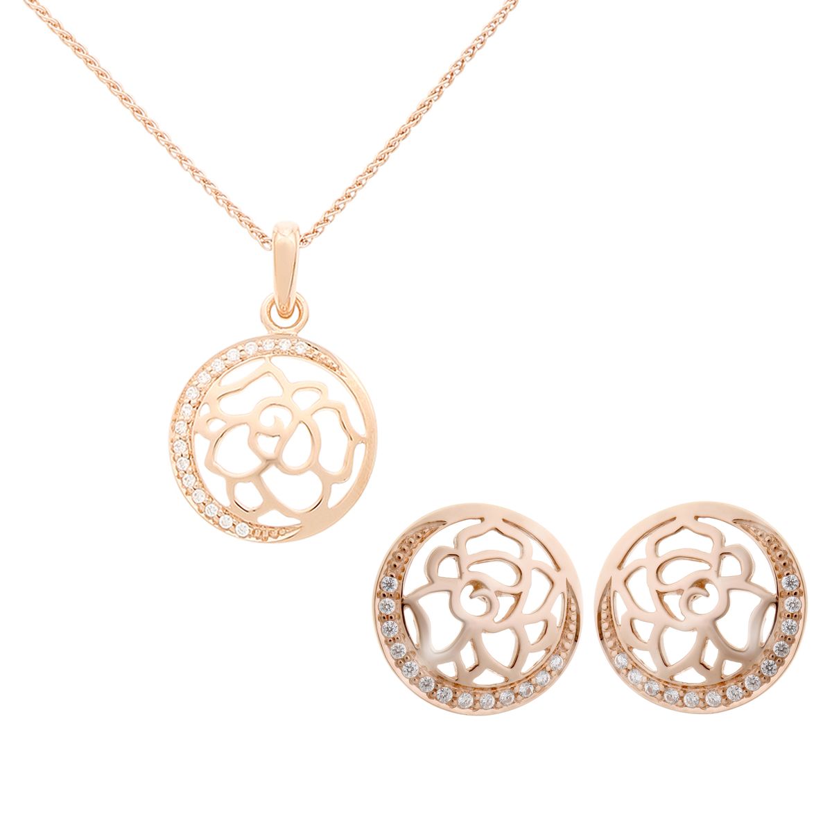 Elegantes Schmuckset mit Rosenausschnitt