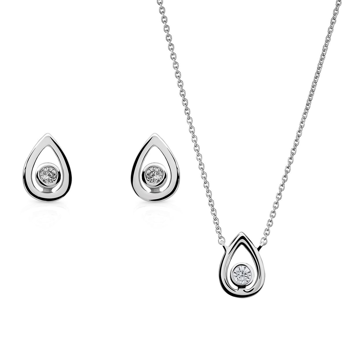 Tropfen-Anhänger und Ohrringe Set