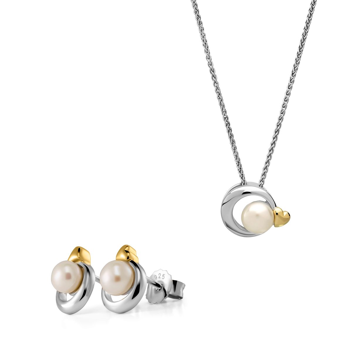 Elegantes Schmuckset mit Perle und Herz