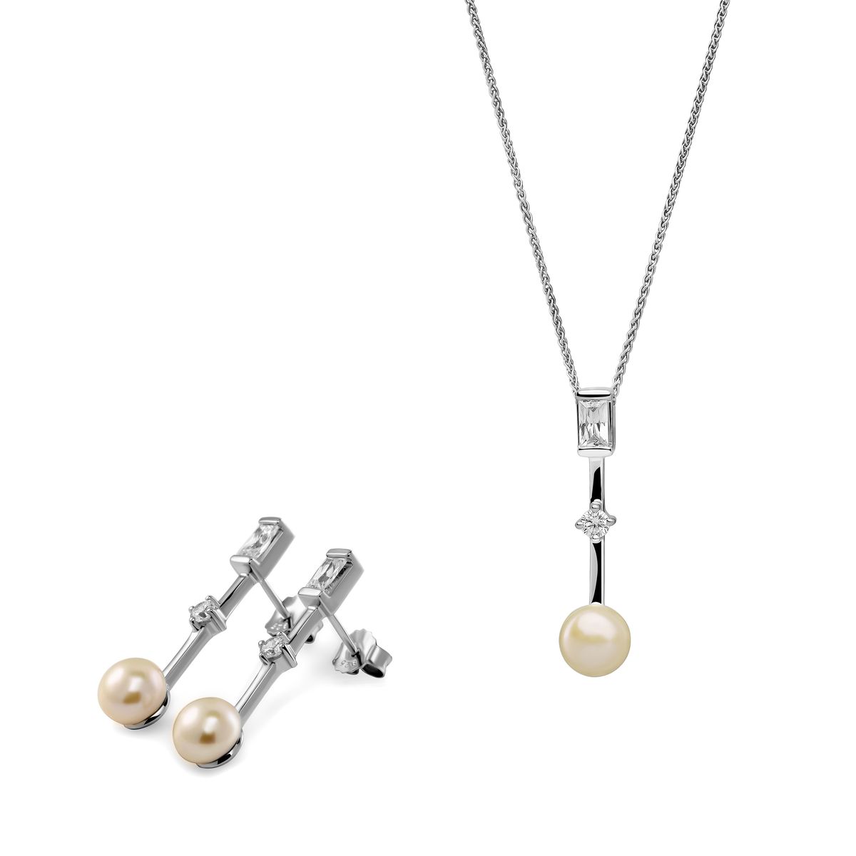 Elegantes Perlen-Schmuckset aus Silber