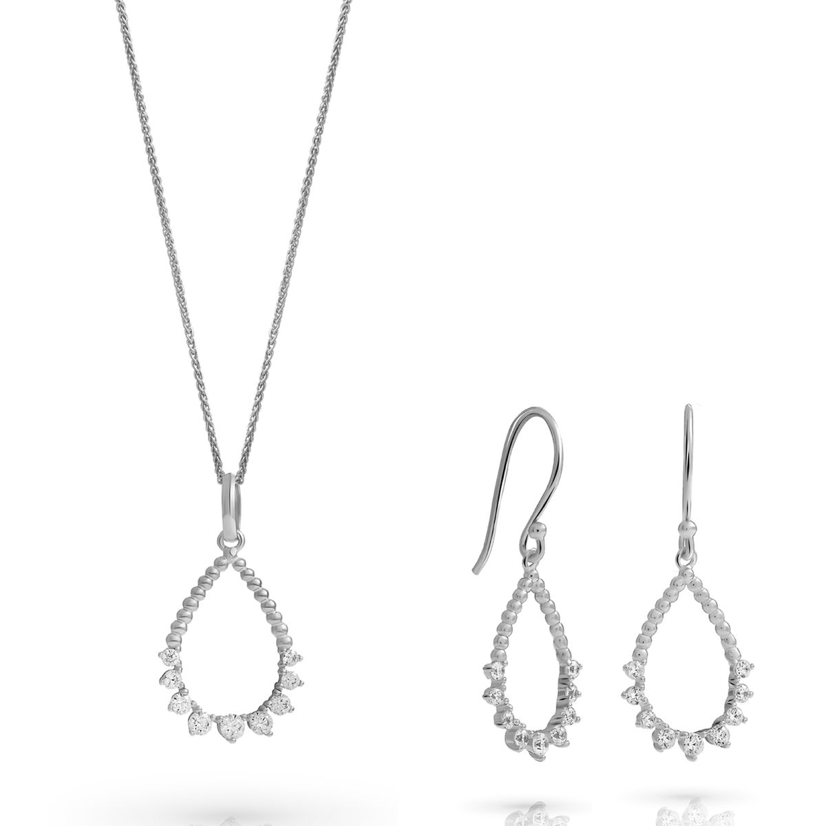 Elegantes Tropfen-Schmuckset aus Silber