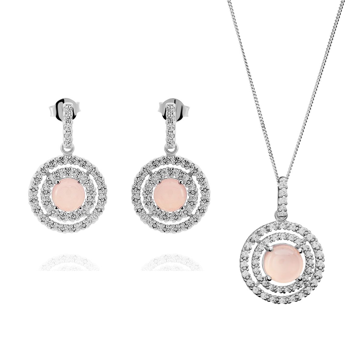 Schmuckset mit Rosé-Schmucksteinen