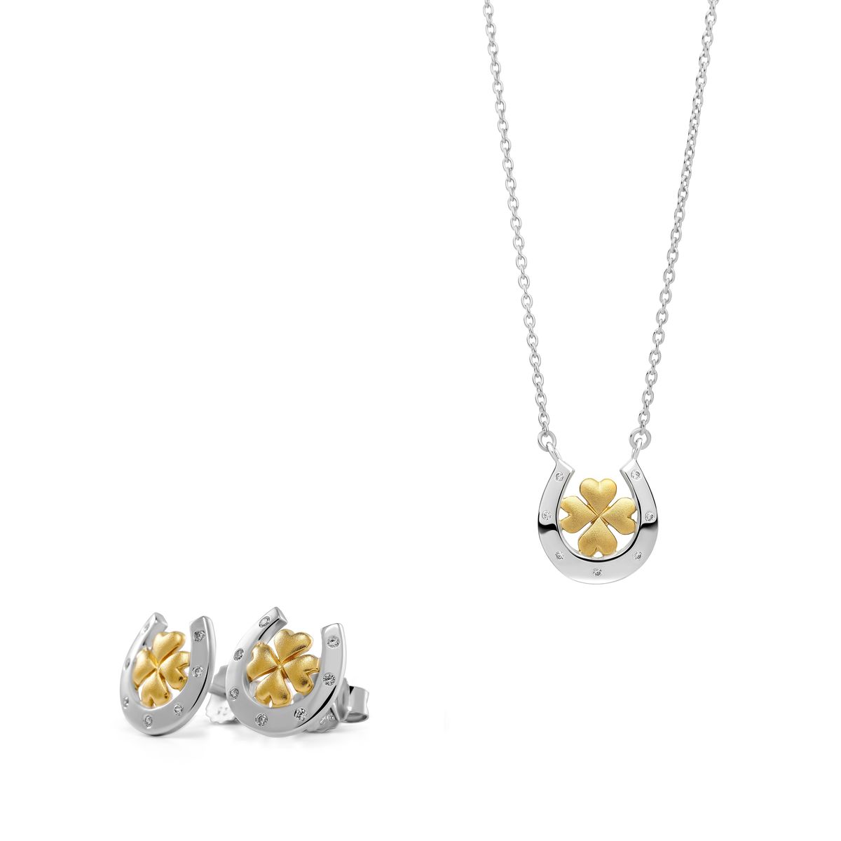 Schmuckset Hufeisen und Kleeblatt