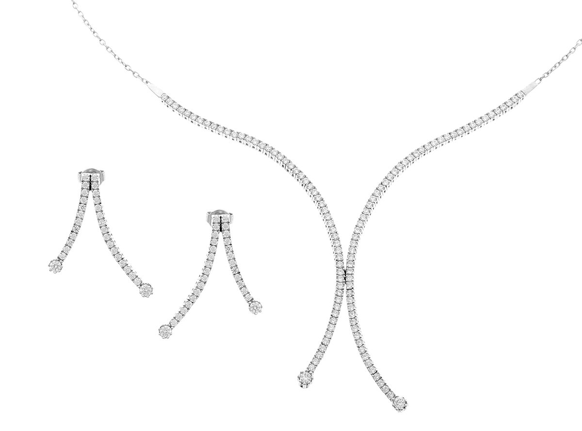 Schmuckset aus Sterlingsilber mit Kristallen
