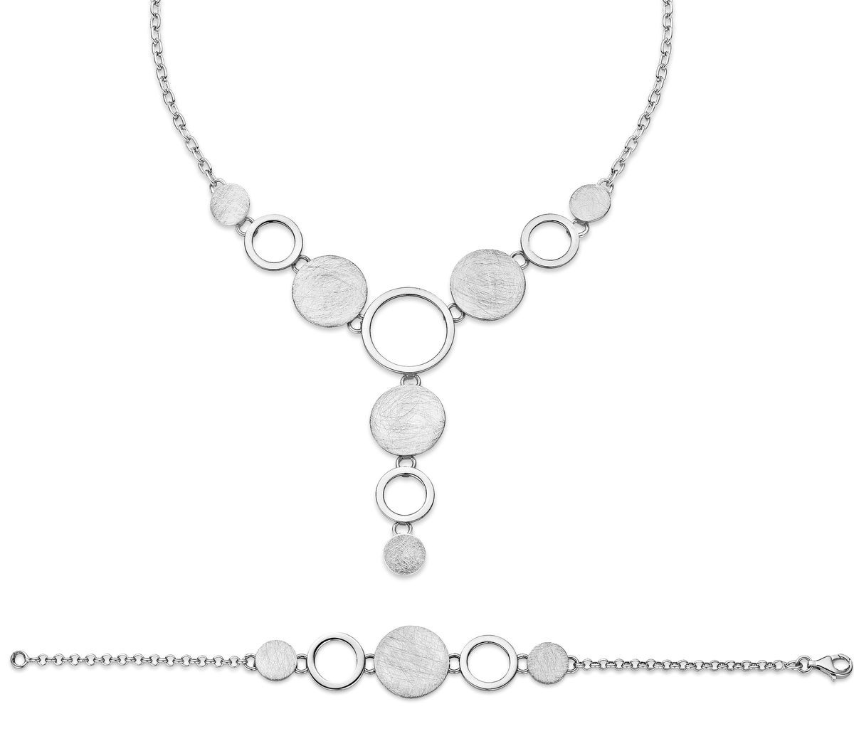 Geometrisches Schmuckset mit strukturierten Scheiben