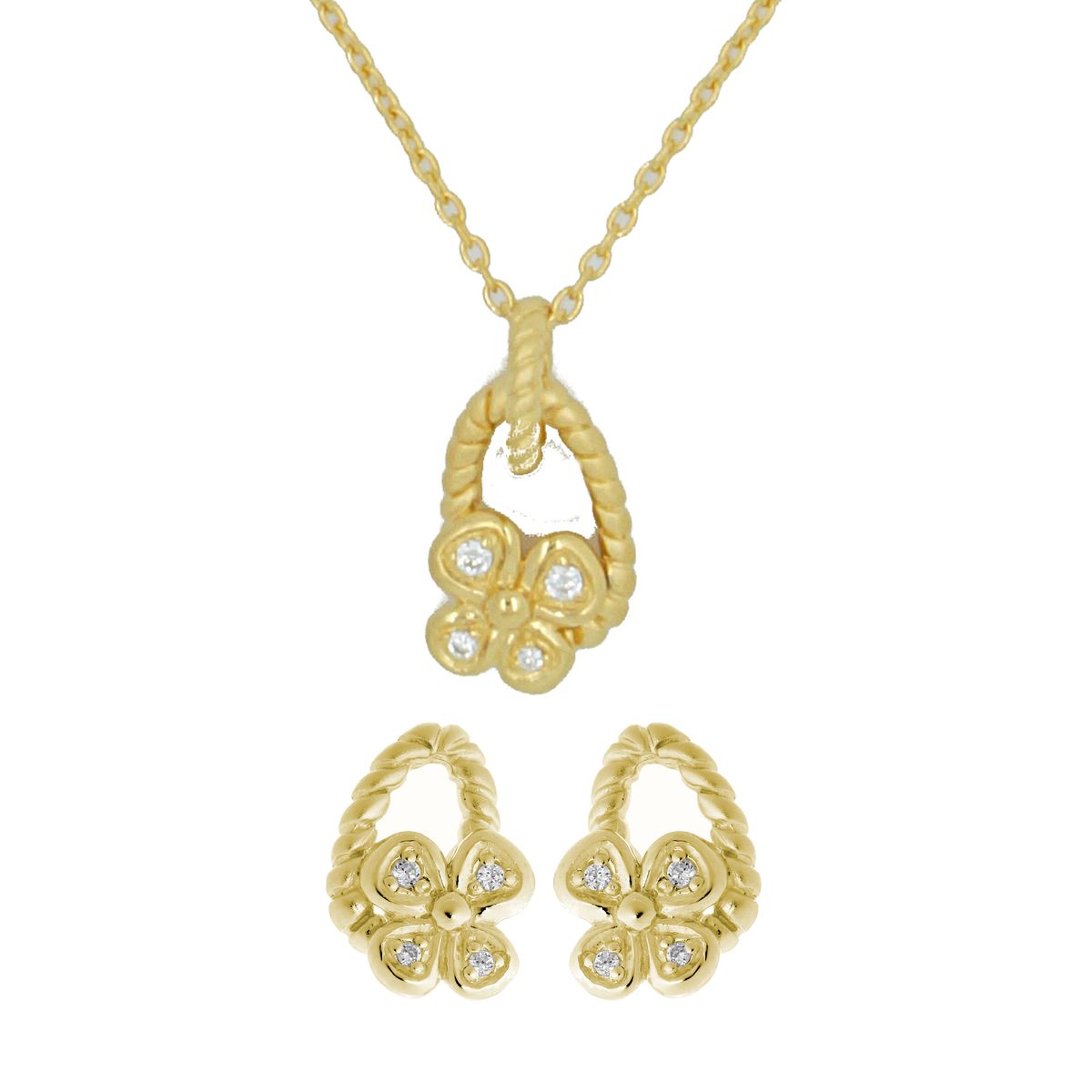 Schmuckset mit Blumenanhänger und Ohrringen