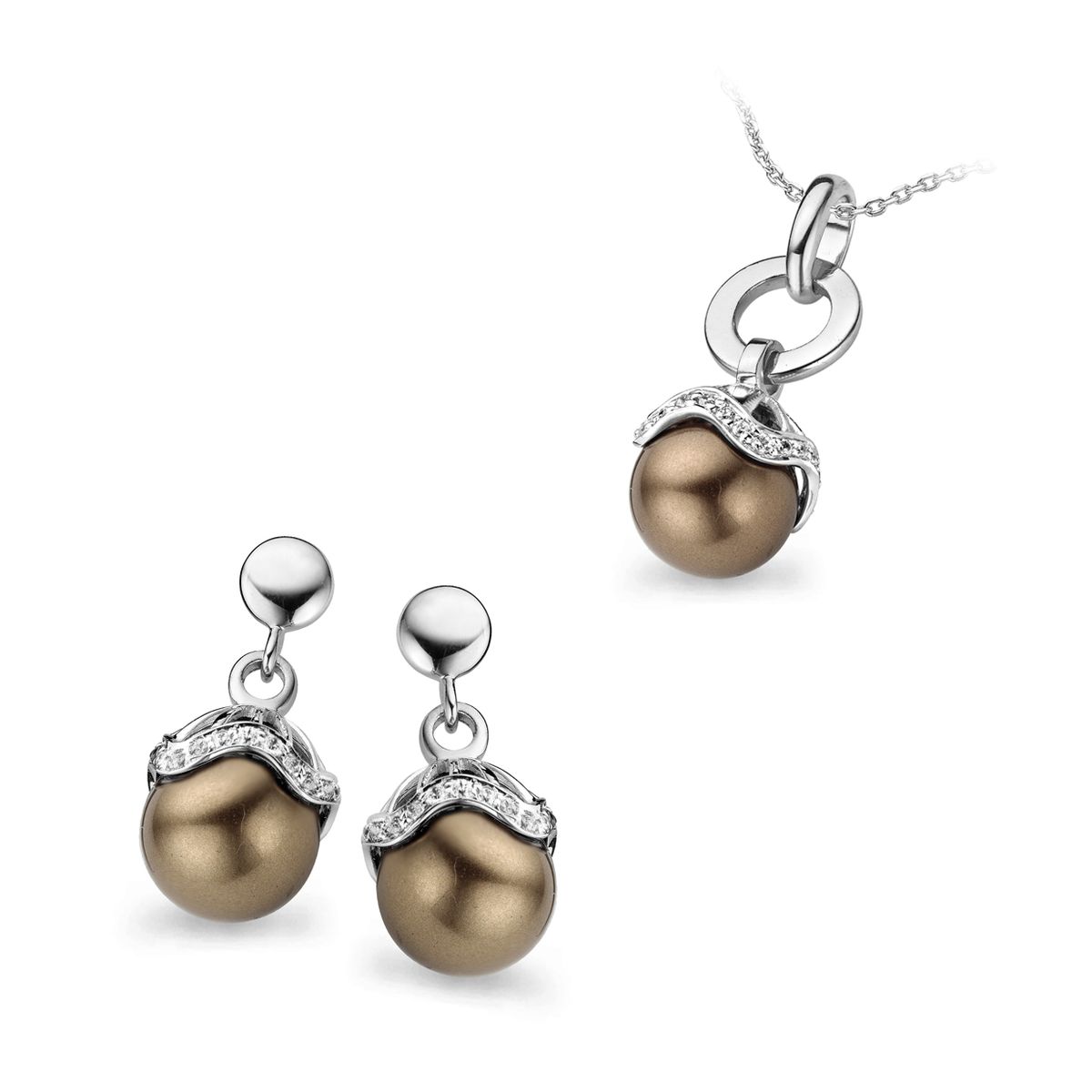 Elegantes Schmuckset mit Perlen und Kristallen