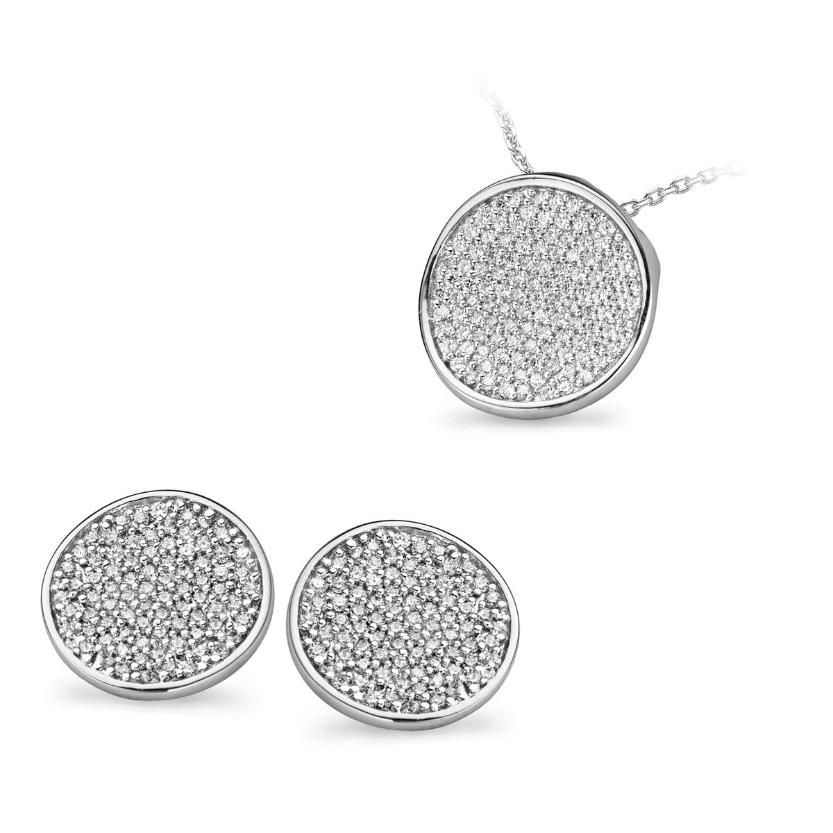 Elegantes funkelndes Pavé-Disk-Duo
