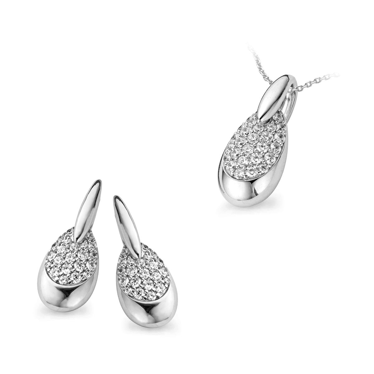 Pave-gefasstes Tropfen-Schmuckset
