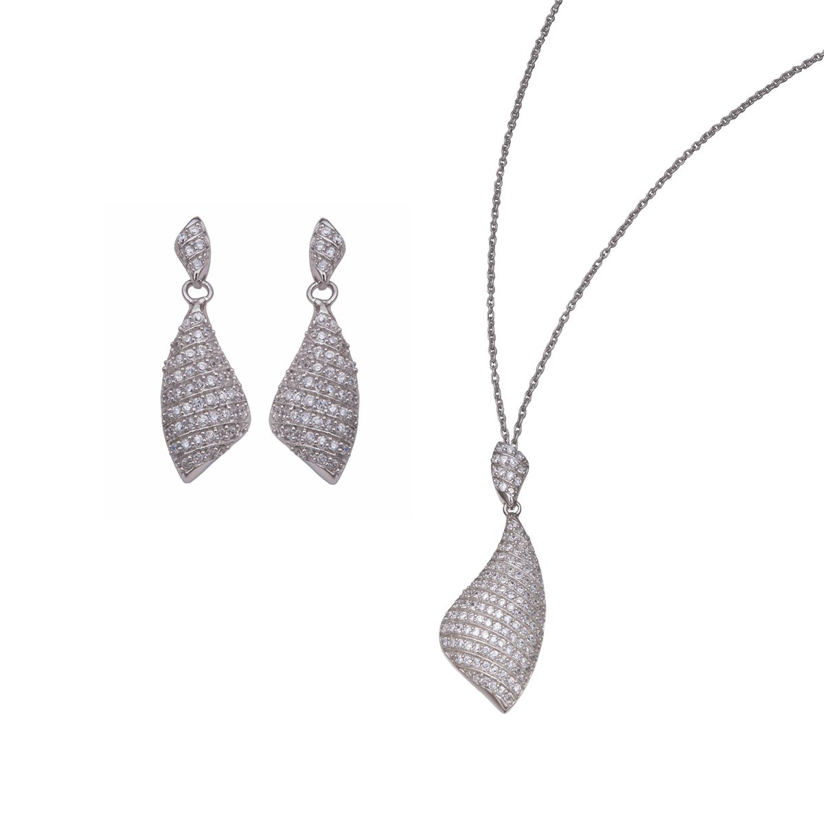 Elegantes funkelndes geschwungenes Pavé-Set