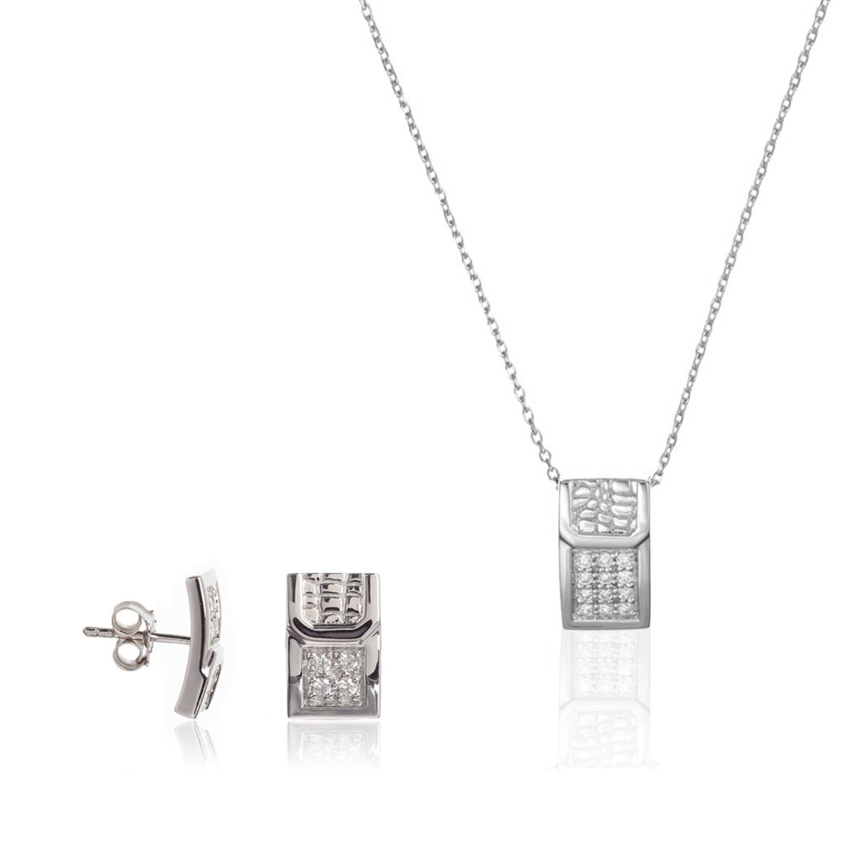 Strukturiertes Geometrisches Pavé-Schmuckset