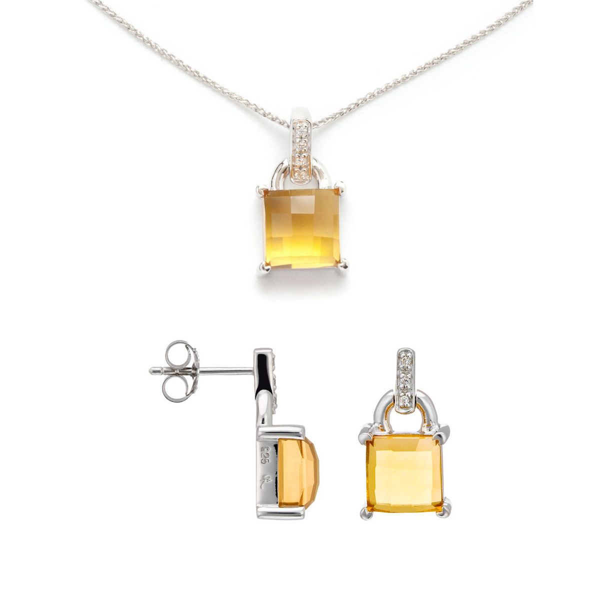 Elegantes Set mit quadratischem Edelstein
