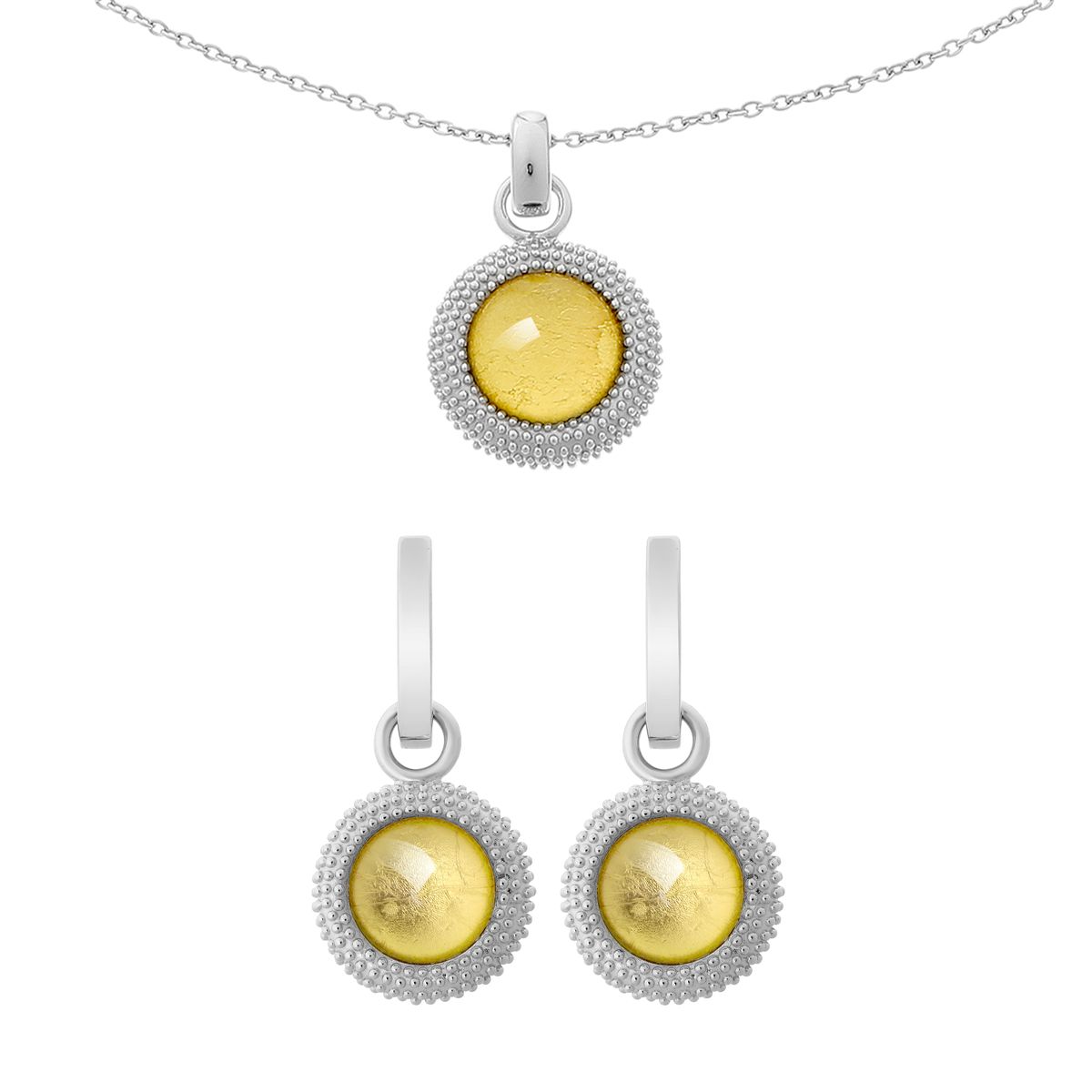 Elegantes Perlenrand-Schmuckset in Kreisform