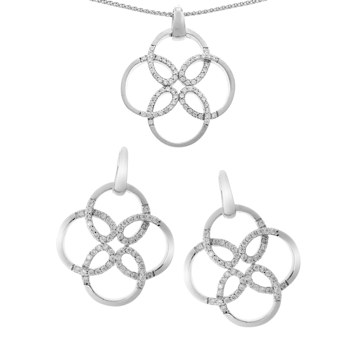 Schmuckset mit ineinandergreifenden Pavé-Kreisen