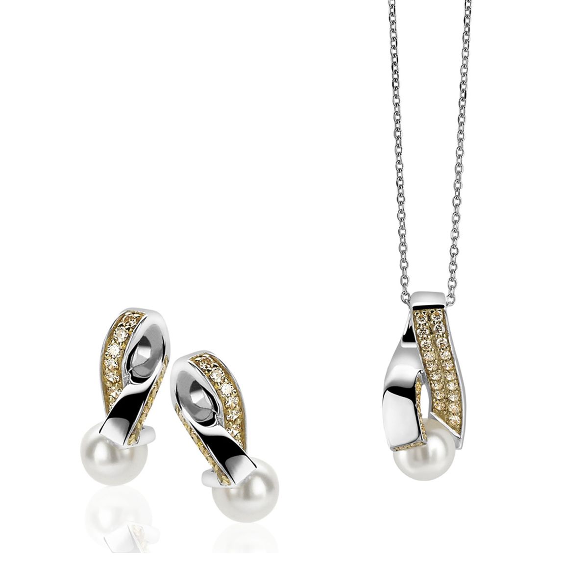 Elegantes Perlen- und Zirkonia-Set