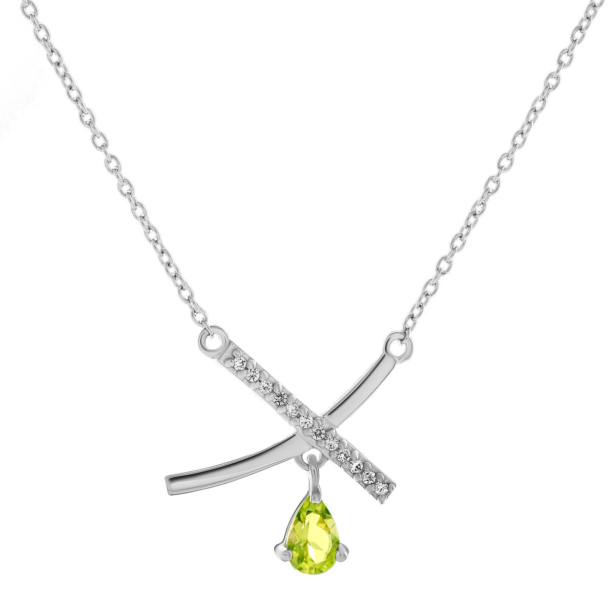 Geometrische Peridot-Halskette mit Kreuz-Anhänger