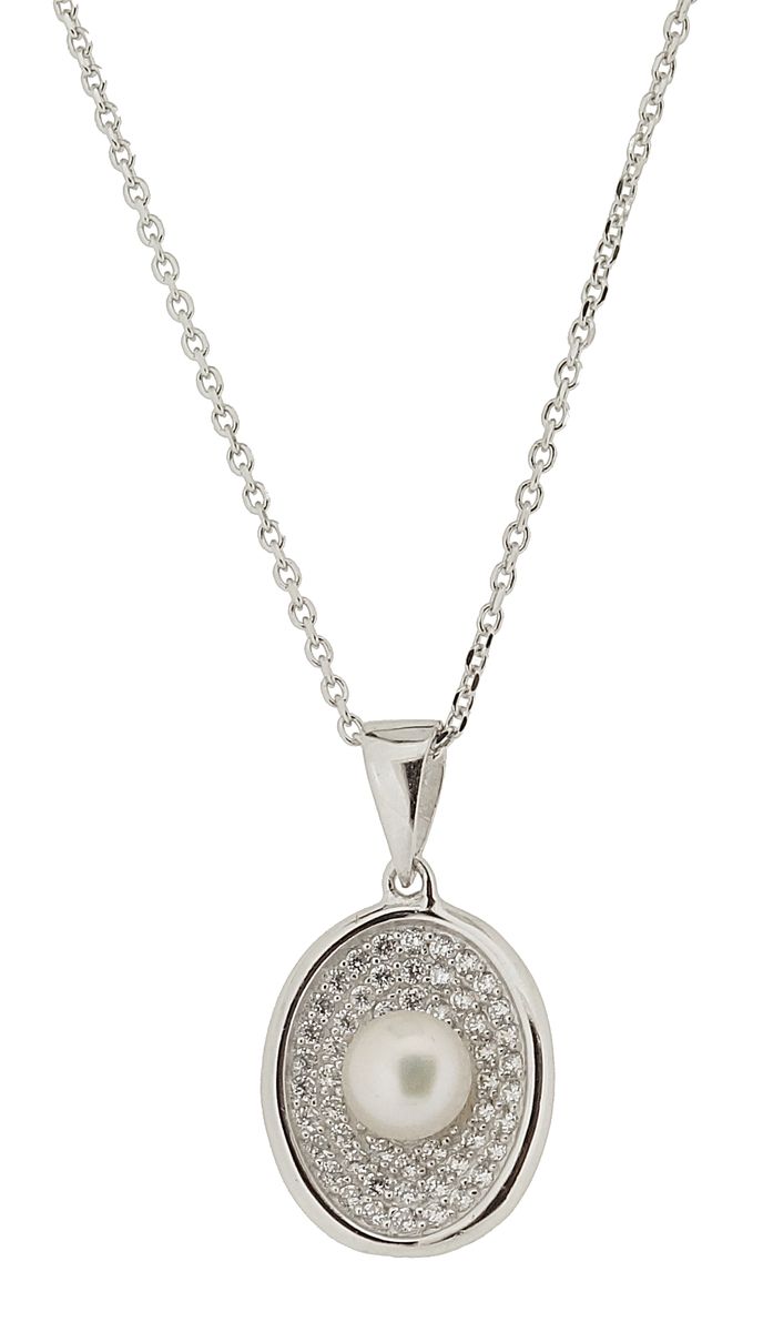 Elegante Perlenkette mit Pavé-Anhänger