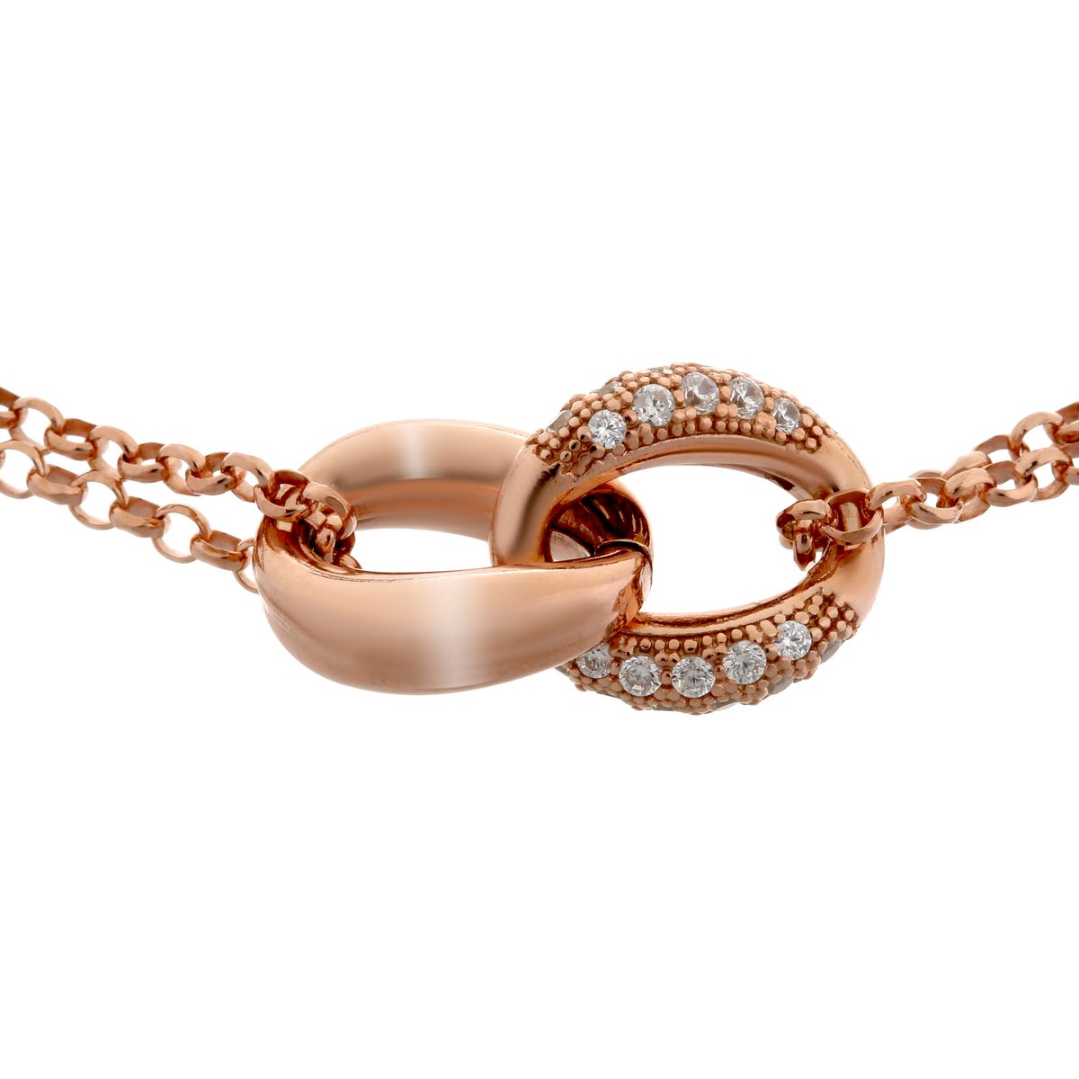 Halskette mit verschlungenen Pavé-Ringen