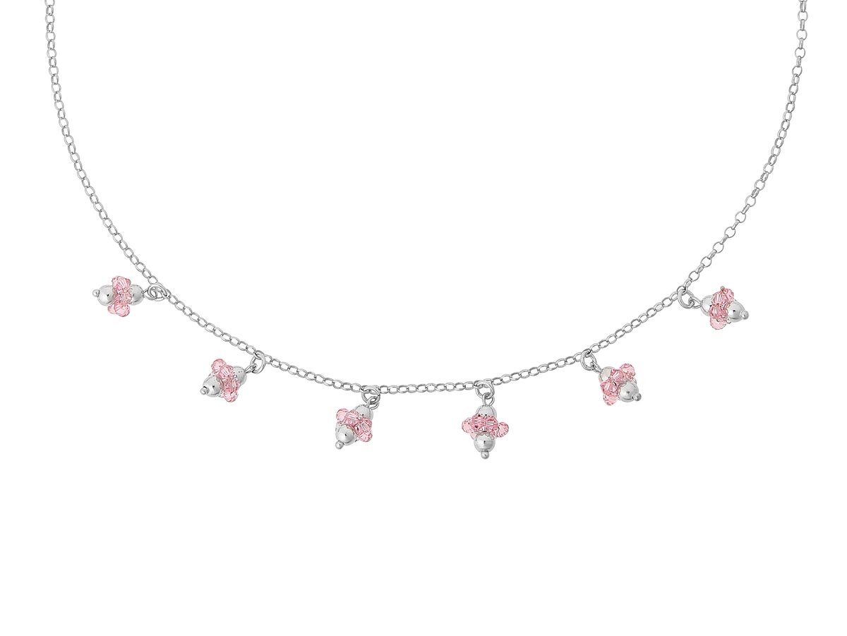 Silberne Halskette mit rosa Anhängern