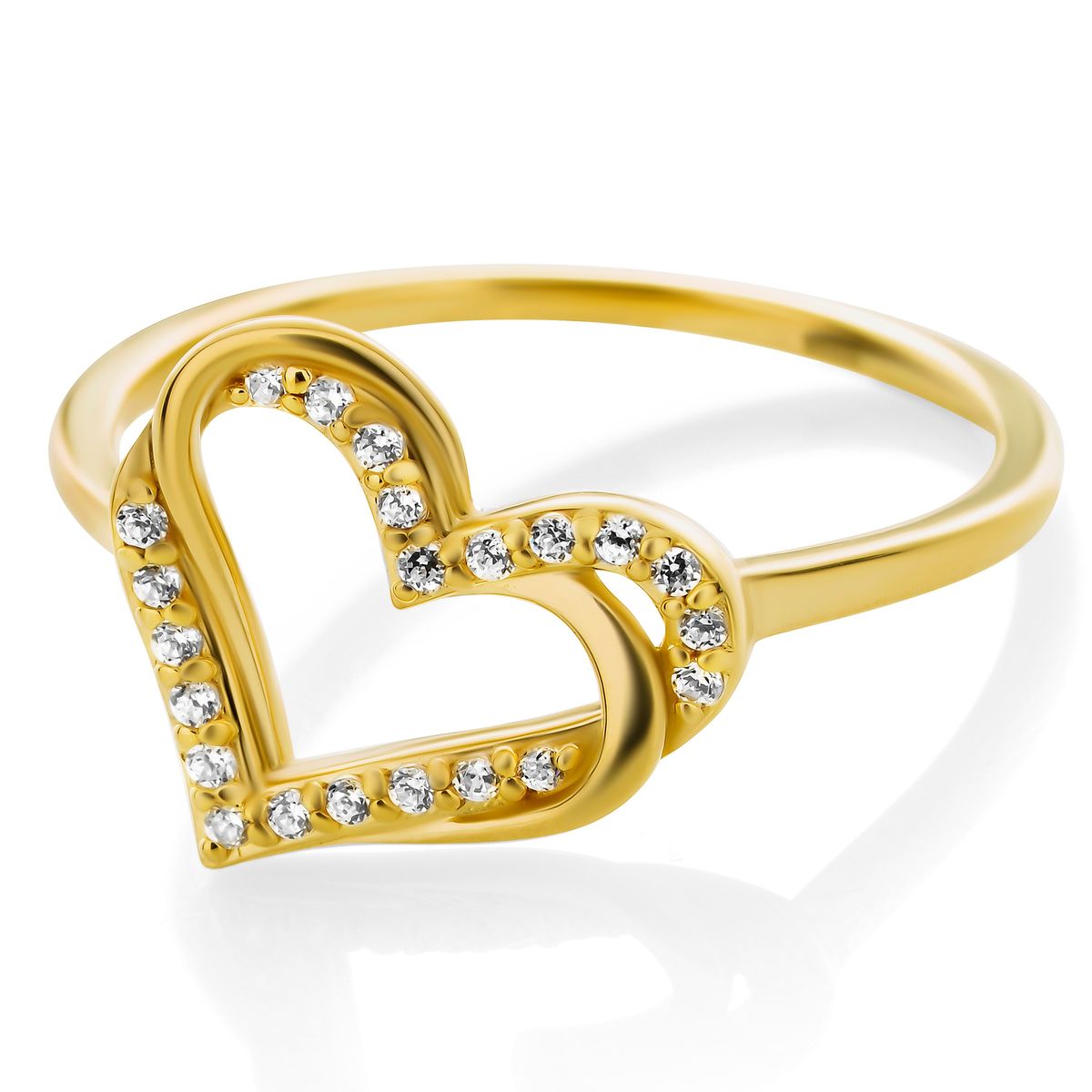 Ring mit offenem Herz und Zirkonia