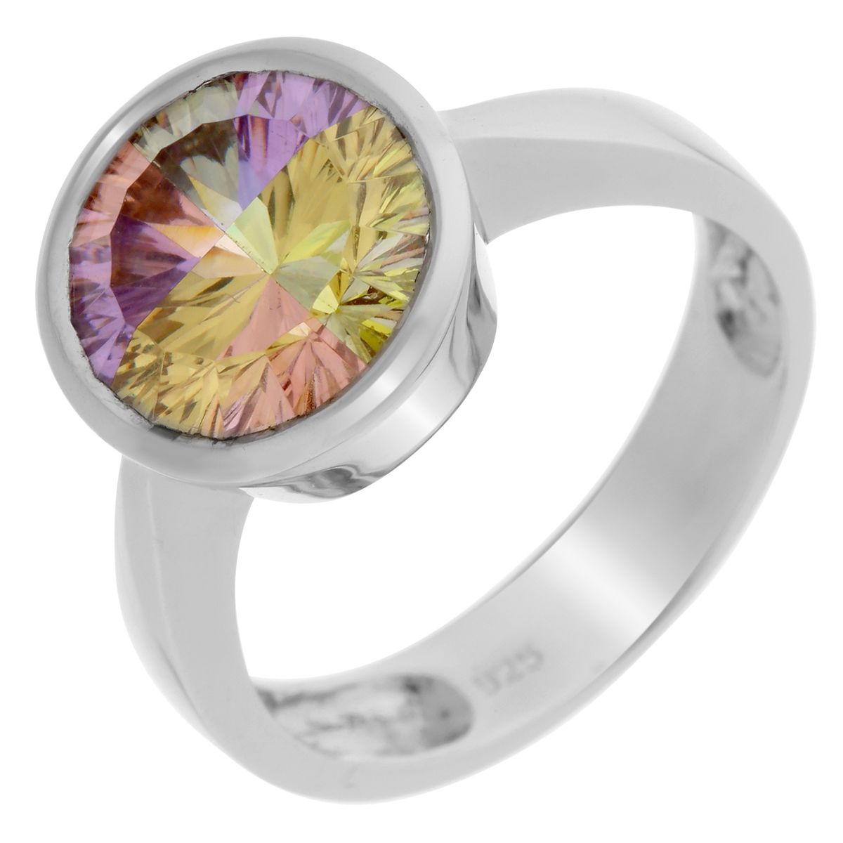 Facettierter Irisierender Ring mit Zargenfassung
