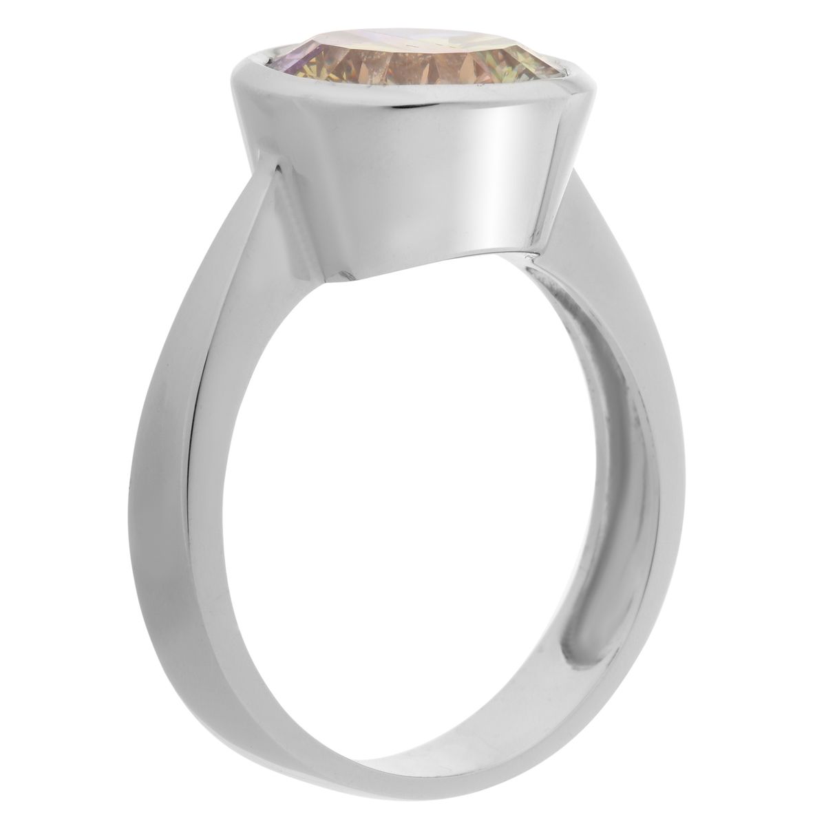 Facettierter Irisierender Ring mit Zargenfassung