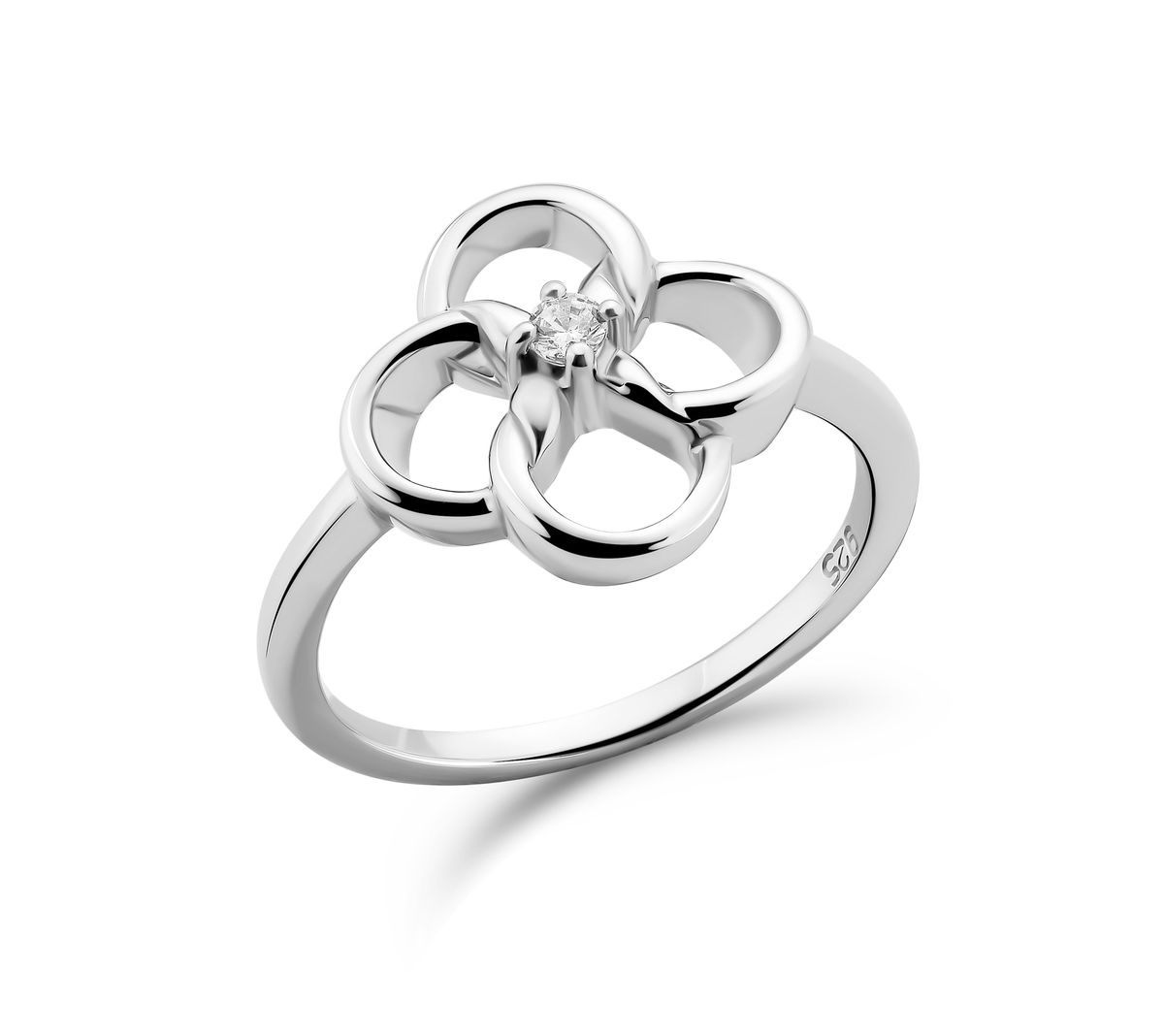 Eleganter silberner Ring mit Blumenknoten