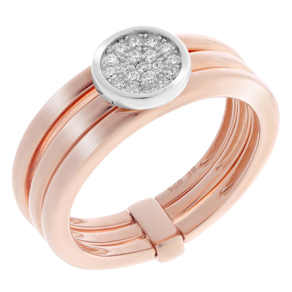 Dreireihiger Ring mit Pave-Kreis