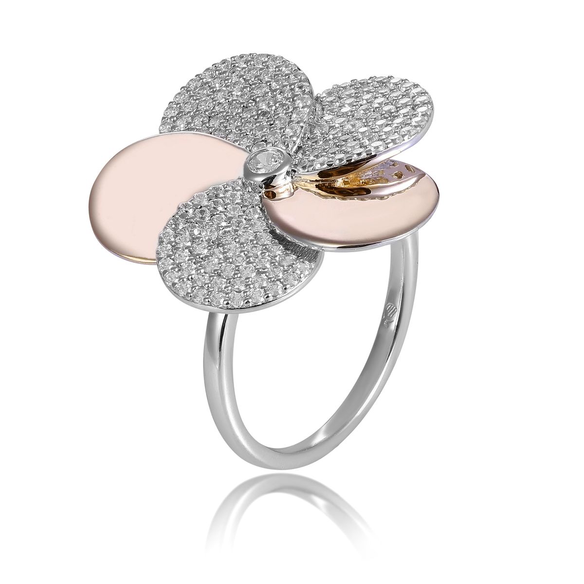 Eleganter funkelnder Blüten-Ring