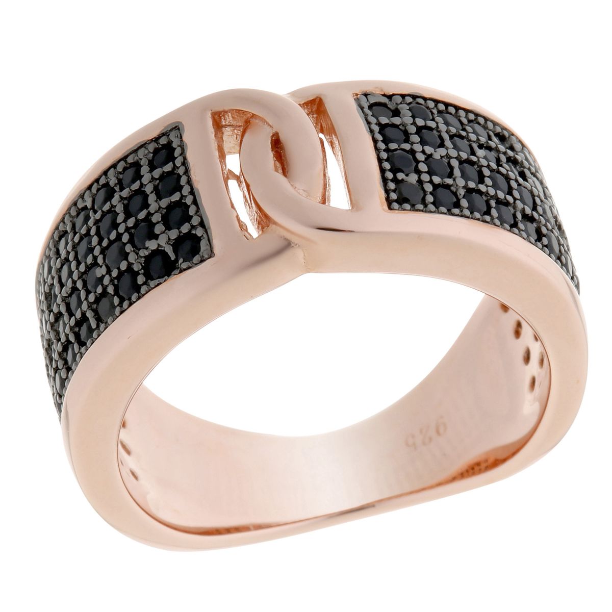 Ring mit verschlungenem Gliedermotiv und Pave