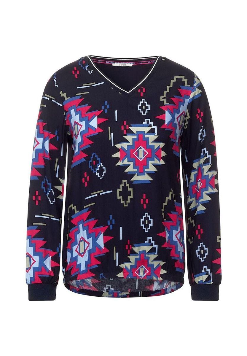 Tunika-Bluse mit grafischem Geometrie-Print