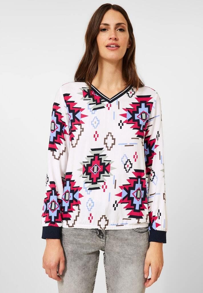 Viskosebluse mit grafischem Print