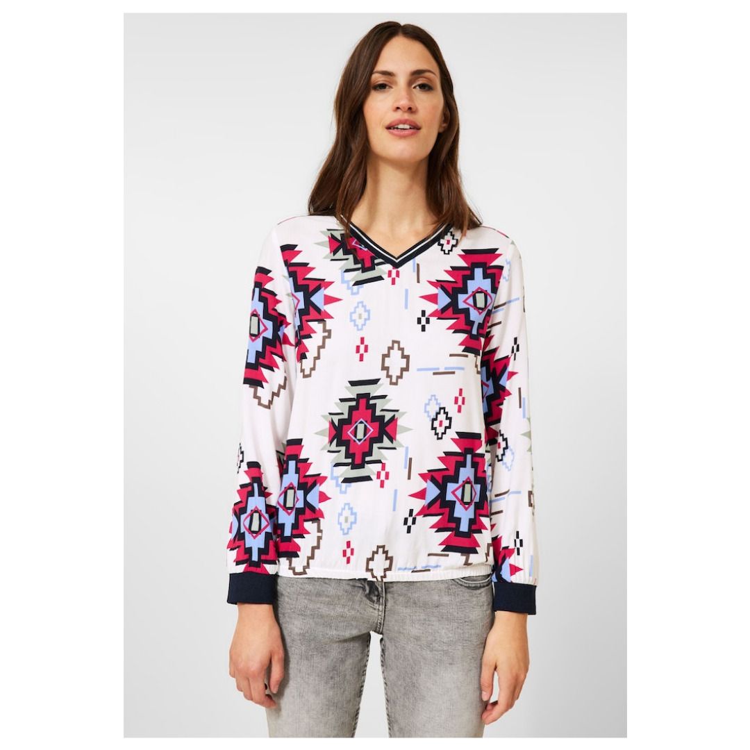 Viskosebluse mit grafischem Print