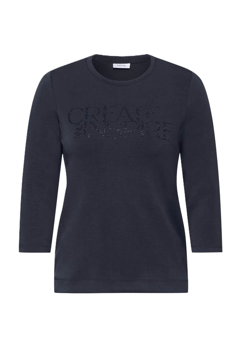 Verziertes Shirt mit Dreiviertelarm