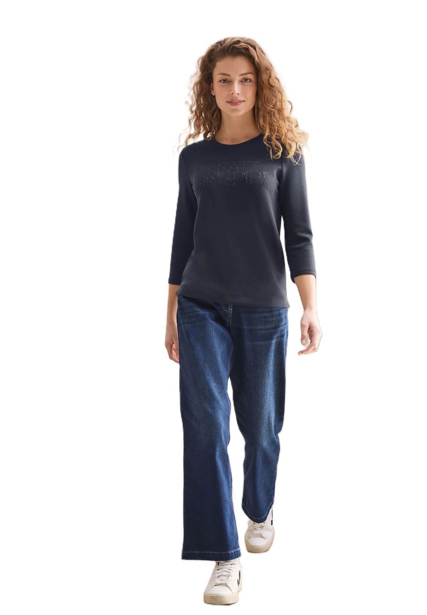 Verziertes Shirt mit Dreiviertelarm