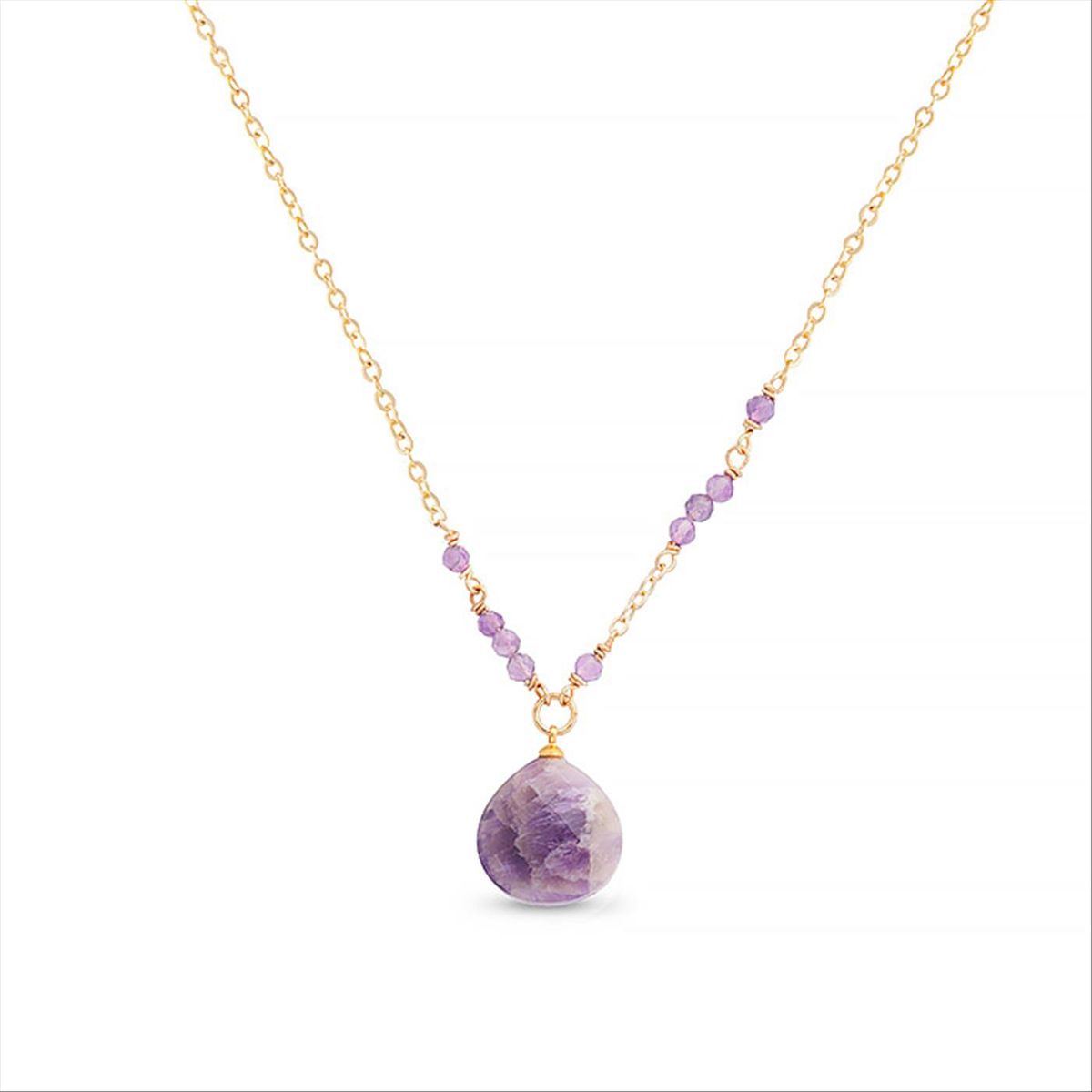 Goldkette mit natürlichem Amethyst-Tropfen