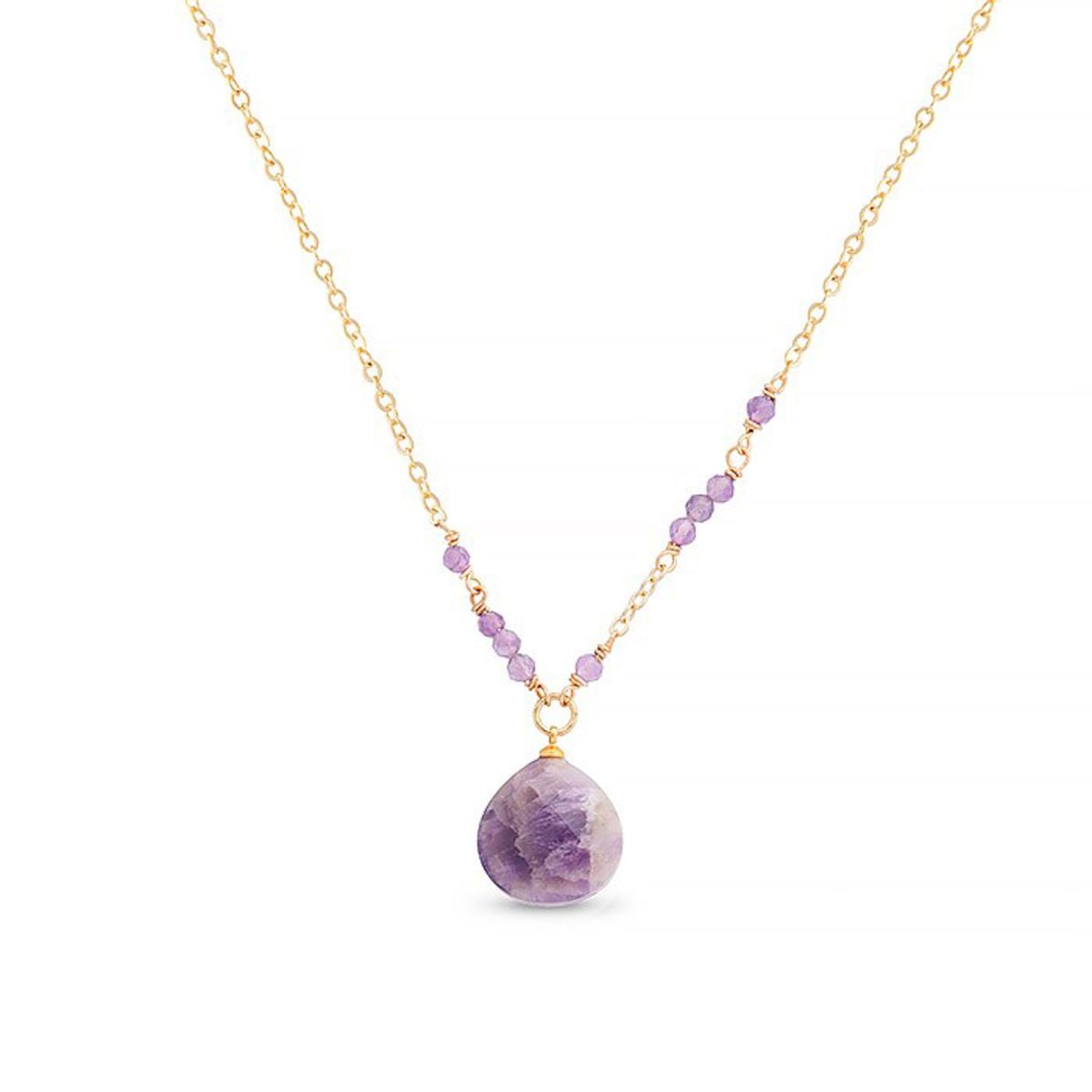 Goldkette mit natürlichem Amethyst-Tropfen
