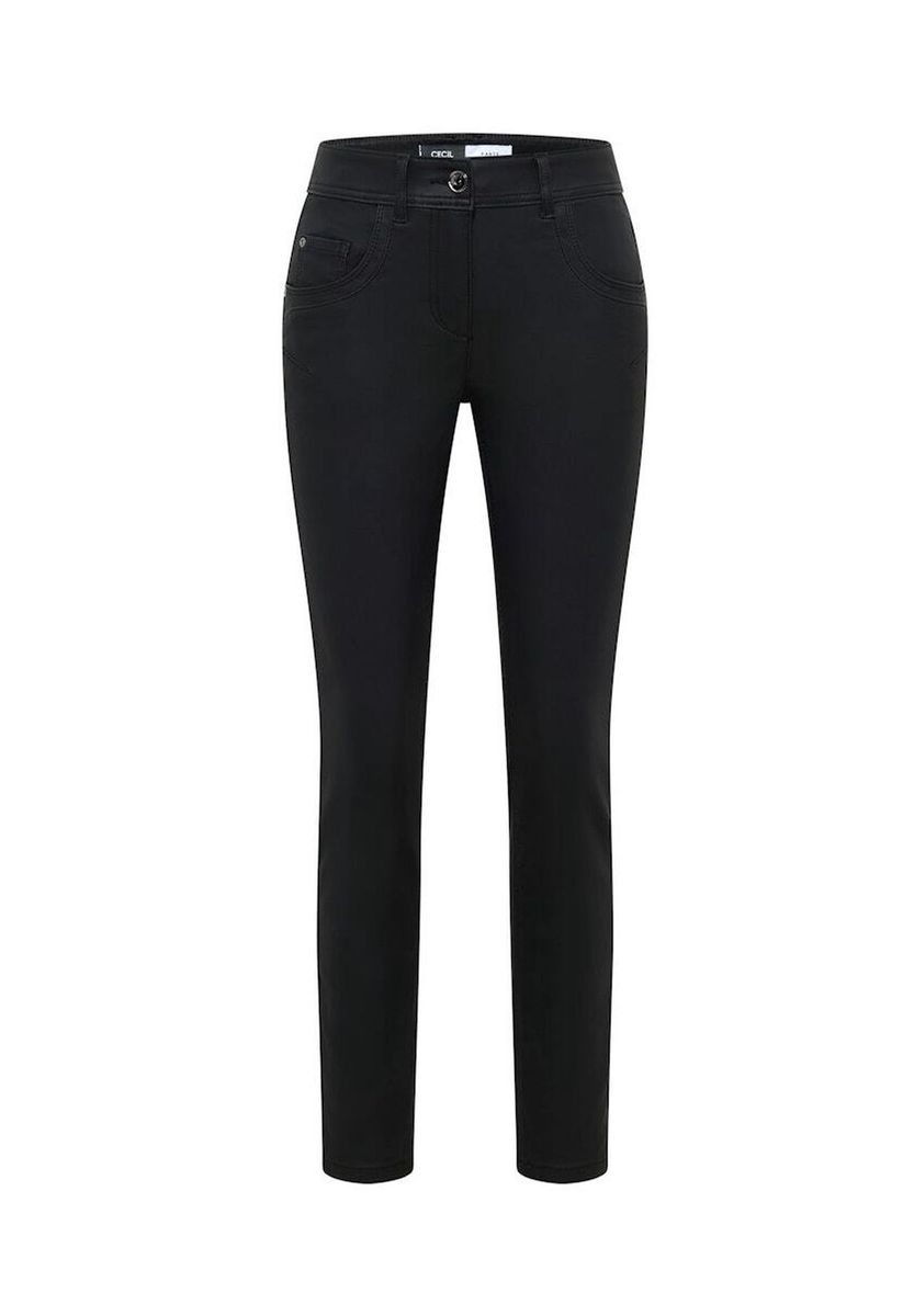 Beschichtete Slim Fit Hose Leder-Optik
