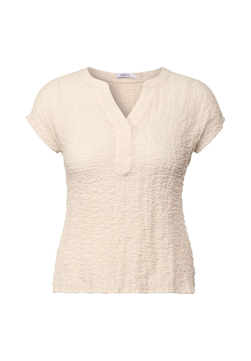 Strukturierte Bluse mit Schlitz-Ausschnitt