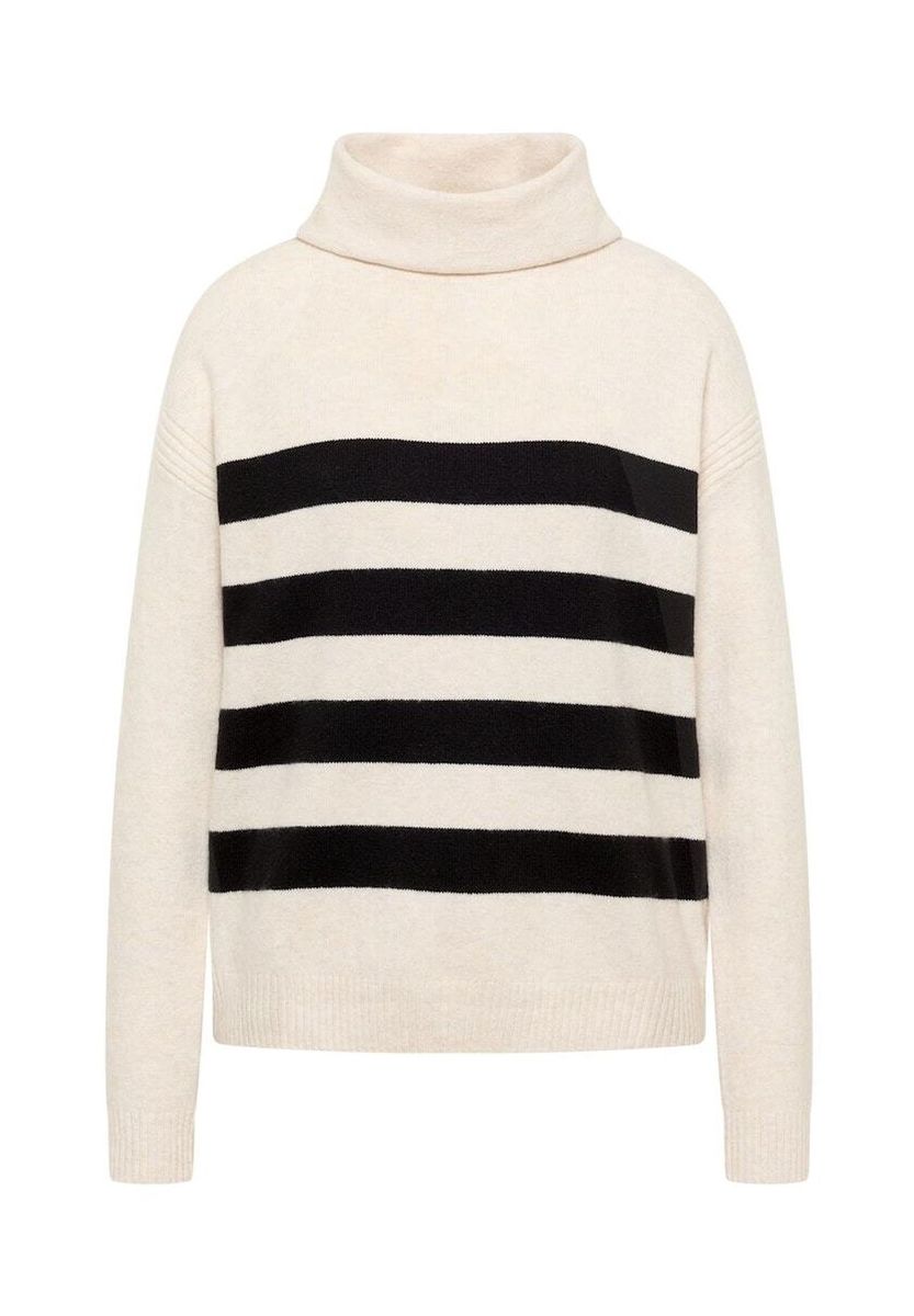 Gestreifter Rollkragen-Strickpullover