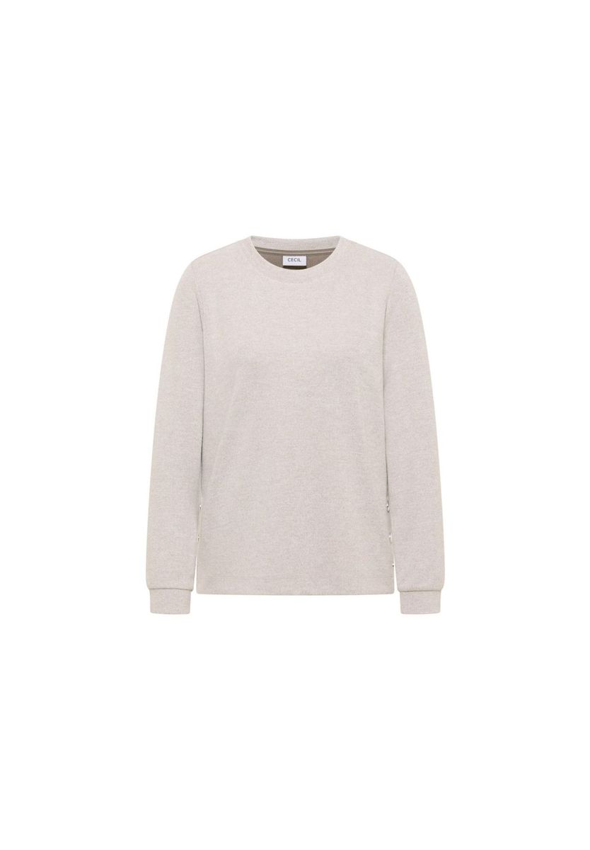 Melange-Langarmshirt mit Knopfsaum
