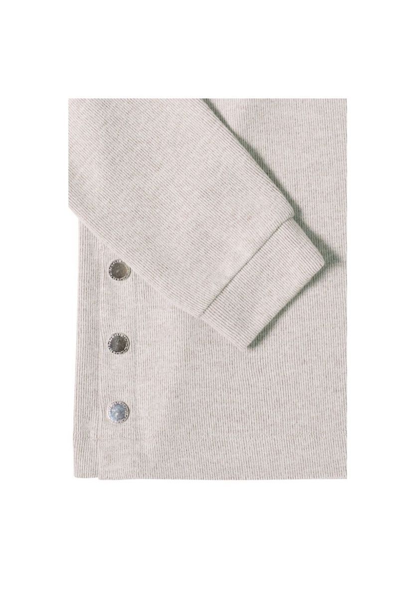 Melange-Langarmshirt mit Knopfsaum