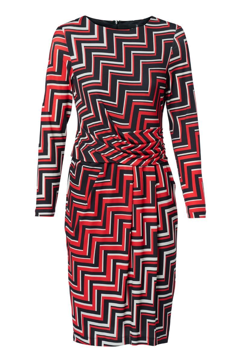 Drapiertes Jerseykleid mit Zickzack-Print