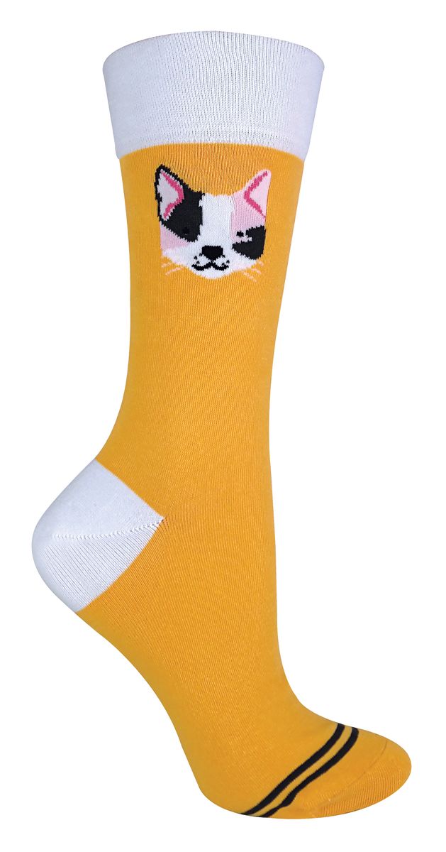 Motiv-Crew-Socken mit Katzenface