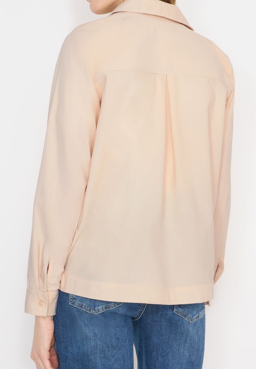 Strukturierte Baumwollbluse mit Brusttasche
