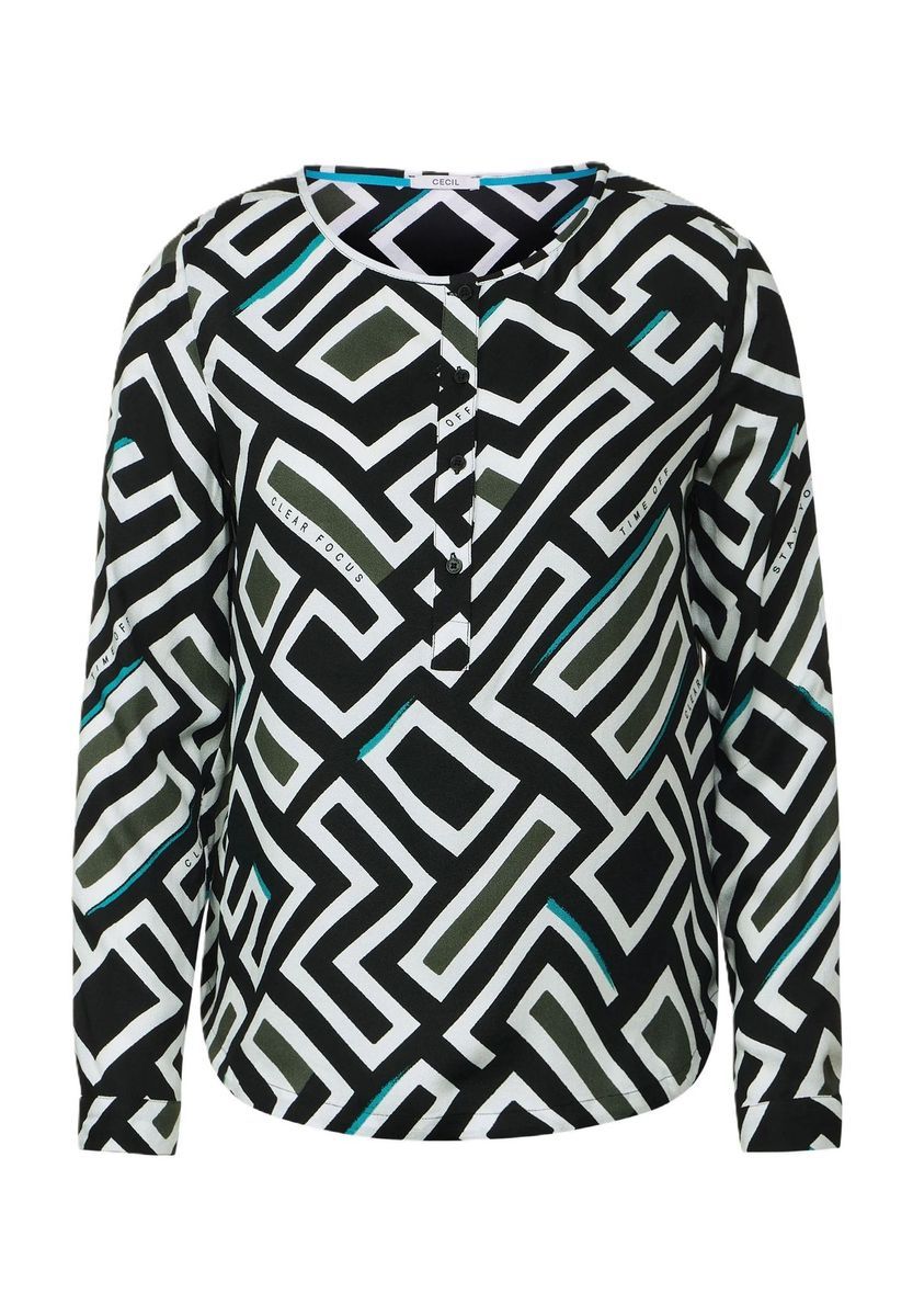 Henley-Bluse mit geometrischem Muster
