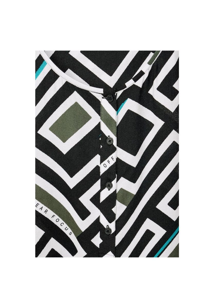 Henley-Bluse mit geometrischem Muster