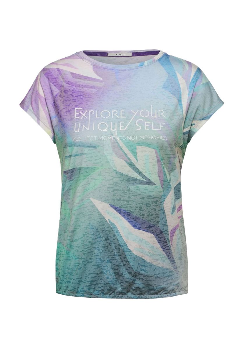 Grafik-Ausbrenner-Shirt mit Gummizug