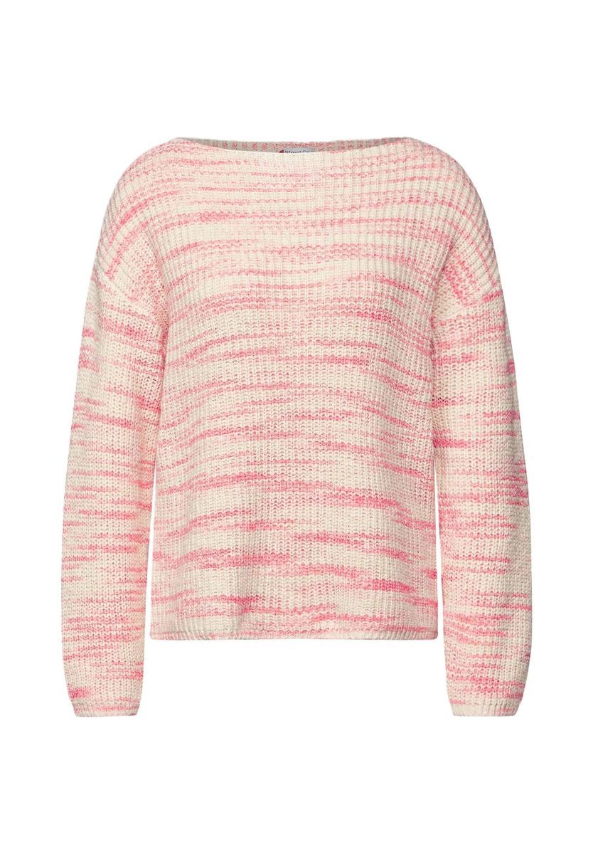 Melierter Strickpullover mit U-Boot-Ausschnitt