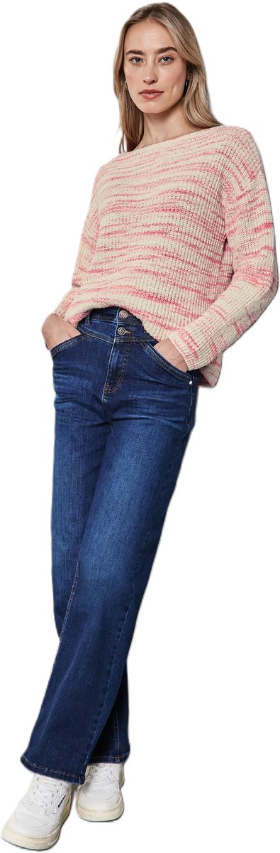 Melierter Strickpullover mit U-Boot-Ausschnitt
